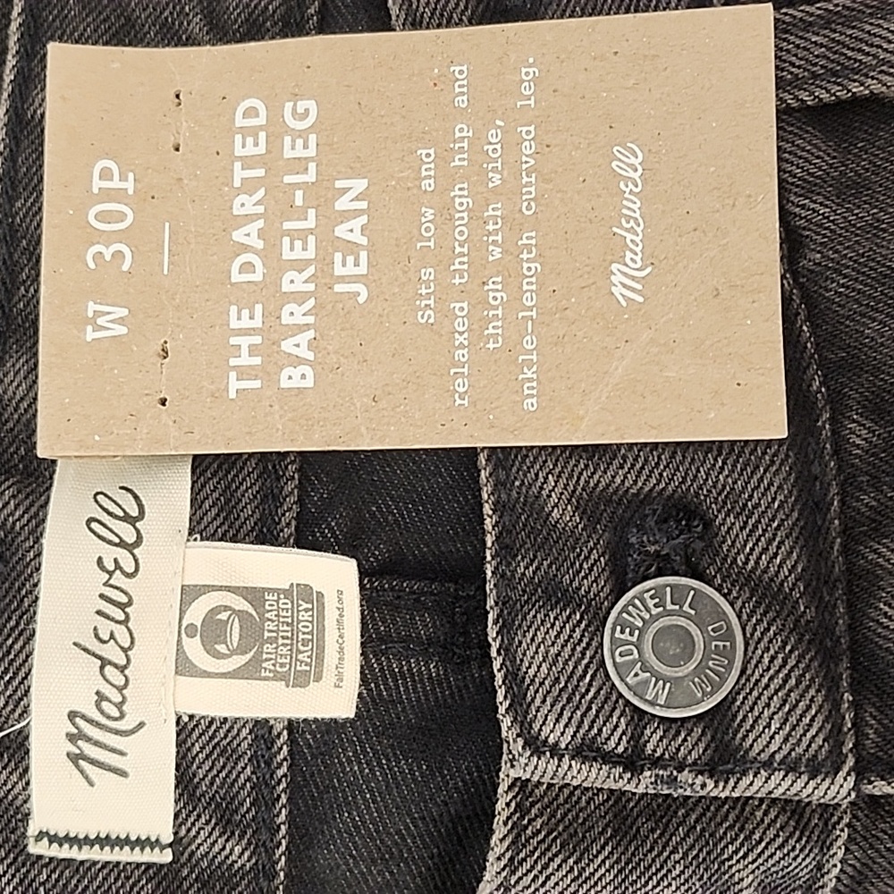 Madewell Jeans Darted Barrel-leg Classic Black Women's Size 30 - Picture 15 of 16